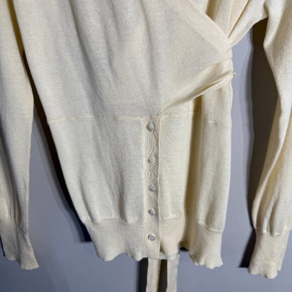 J. Crew Wrap Cardigan Sweater Women's Large Butter Yellow Preppy Minimalist NWT - Picture 7 of 13